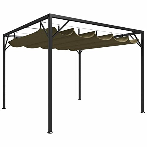 ARKEM Gazebo da Giardino con Tetto Retrattile 3x3 m Talpa 180 g/m²,Gazebo Pergola Con Telo Impermeabile Richiudibile E Struttura Rettangolare In Acciaio Inossidabile Ad Alta Densità, Per Arredo Giardi