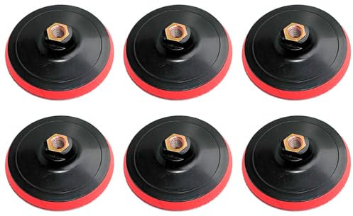 Tradineur - Pack de 6 discos de lijado, plato compatible con lijadoras, pulidoras, amoladoras angulares, incluye enganche de rosca, 8500 RPM, pulir, lijar, Ø 150 mm