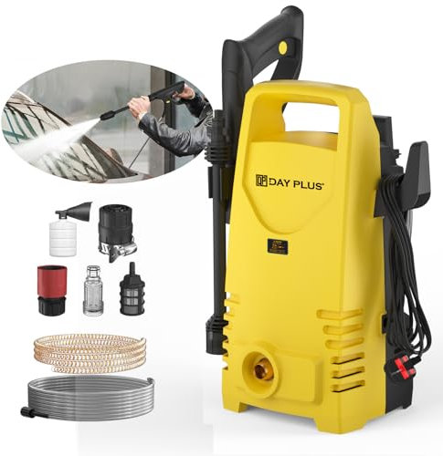 Electric Power Pressure Washer, 55 Bar Portable Pressure Washer Jet Washer, 5L/min Flow Rate, with 180° Adjustable Nozzle, Foam Container & Extra-long 7m Hose, for Car/Floor/Garden Cleaning & Watering