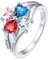 Supcare Ring Silber 925 Damen mit Stein Silberring Eheringe mit Herz Geburtsstein Ring Gravur Text Trauringe Namenring Hochzeitsringe Antragsring Personalisiert Modeschmuck für Party Freundin