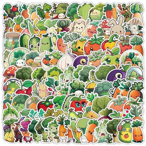Gemüse Aufkleber 100 Stück Niedliche Wasserdicht Funny Früchte Aufkleber für Laptop Skateboard Gepäck Auto Telefon Motorrad Scrapbook,Vinyl Kawaii Gemüse Obst Sticker für Kinder Erwachsene Junge