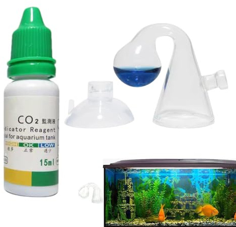 CO2 Drop Checker - Portable CO2 Monitor Kit Drop Checker with 15ml Solution | Long Term Indicator Monitor Tester | Aquarium CO2 Systems CO2 Diffuser For Accurate Fish Tank Monitoring