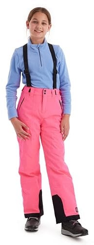 killtec Mädchen Skihose mit abzippbarem Latz und Kantenschutz Girls Skihose 242, neon pink, 152, 43402-000