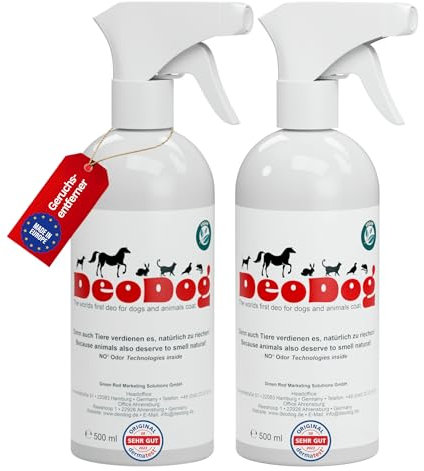DeoDog Premium Geruchsentferner I 2X 500ml I Tiergeruch - Hundegeruch neutralsieren I Hundeparfüm - Geruchsneutralisierer Auto, Sofa, Couch – Textilerfrischer Spray, Anti Urin mit Tiefenwirkung