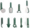 CREATE/Pack de 9 utensilios de cocina verde sage/Pelador de fruta y verdura, cuchara para helado, batidor de mano, rallador, exprimidor, cortador de pizza, abridor, prensa para ajos