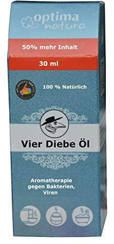 Quattro ladri di olio, Four Thieves Oils, aromaterapia naturale, per raffreddore, mal di gola, naso che cola, miscela di oli essenziali, riscaldamento, unguento per il raffreddore, 20 ml
