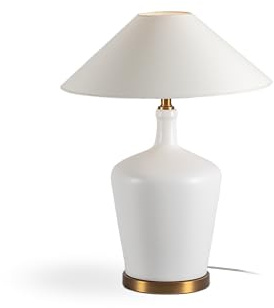 LAMPARA DE SOBREMESA 26X26X55 METAL DORADO/CERAMICA BLANCO SIN PANTALLA