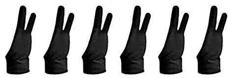 Gokeet Two Finger Artist Glove 6PCS, Anti Smudge Drawing Glove for Graphic Tablet Painting Sketching Good (Medium)