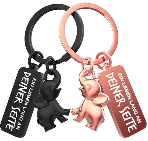 FABACH Elefanten Schlüsselanhänger für Paare - 2 Elefanten Mit Herz - Ich Liebe Dich Geschenk - Couple Paar Liebesgeschenke für Partner und Freundin