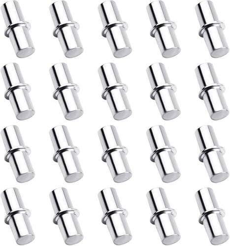 20 Stück Bodenträger 6mm x 17mm,Zylindrisch Einlegeboden Halter,Zinklegierung Fachbodenträger,Bodenträger für Einlegeböden mit 8mm Ring,für Schrank Kleiderschrank Holzplatten Glasplatten