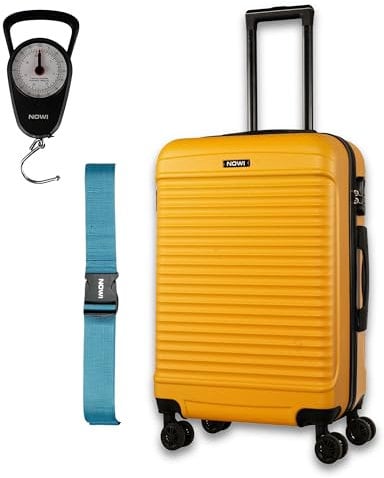 NOWI Las Palmas Koffer L – 59L Ultraleicht-Koffer, Mittelgroßer Hartschalenkoffer mit 8 Rollen 360° drehbar, Wasserabweisender Schalenkoffer mit Rollen, Robuster Trolley (gelb, L)