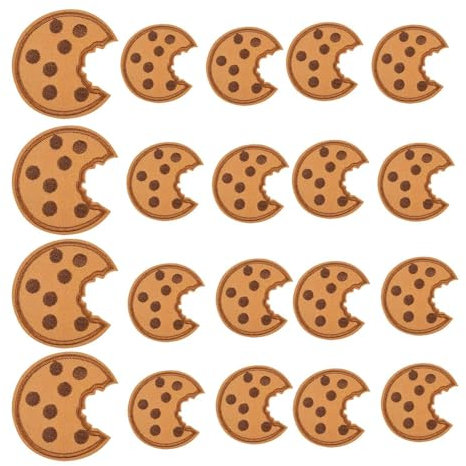 20 Stück Keks-Aufnäher Zum Aufbügeln Keks-Stickerei-Stoffflicken Cookies Kekse Bestickter Niedliche Cartoon-Aufkleber Kleidungsdekorationsflicken Zum Dekorieren Oder Reparieren Von Kleidung