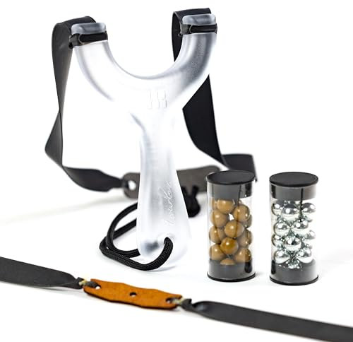 SimpleShot Hornet Schleuder von Zach Fowler für Jagd und Zielschießen, mit Munition, Latexbändern und Papierzielscheibe (transparent)