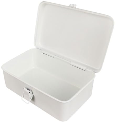 STOBOK Aufbewahrungsbox Aus Metall Vintage Tragbar Mit Schloss Organizer Fach Werkzeugkästen Retro Große Werkzeugkiste Schlüsselaufbewahrung Werkzeuge Deckel Mechaniker