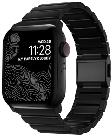 NOMAD Titanium Strap V2 | Metall Uhrenarmband aus Titanium | für Apple Watch 46/49 mm | Schwarz