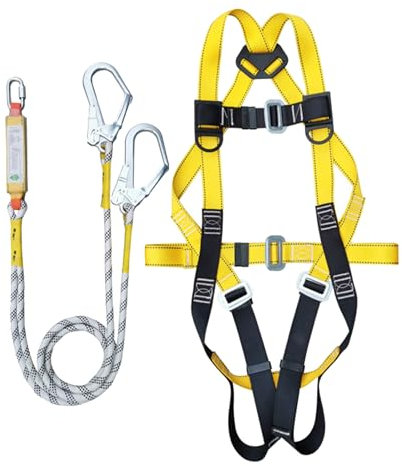 Generisch AUFFANGGURT - ABSTURZSICHERUNG FALLSCHUTZ SET: Optimaler Fallschutz Bei AUFFANGGURT Mit 5 Haltepunkte + Element Zur Ladungssicherung + 2 Kletterschnalle Aus Stahl