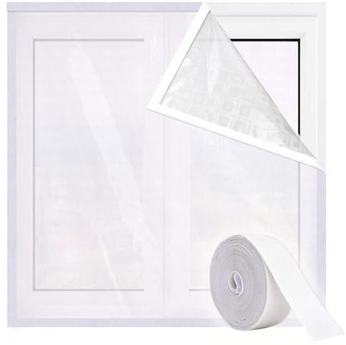Risareyi Isolante Termico per Finestre 100x140cm, Bianco Pellicola Traslucido EVA Tenda Termica Window Cover Inverno Contro Freddo, Include Nastro Biadesivo, non Tagliabile
