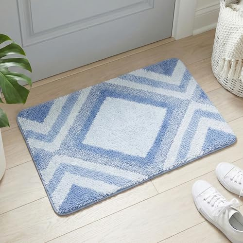 Nest & Nibble Blue Indoor Door Mat 50x80 cm – Non-Slip Washable Entrance Rug Soft & Ultra-Absorbent Floor Mat for Front and Back Door, Bedroom, Office, Entryway | Inside Home Essentials Carpet