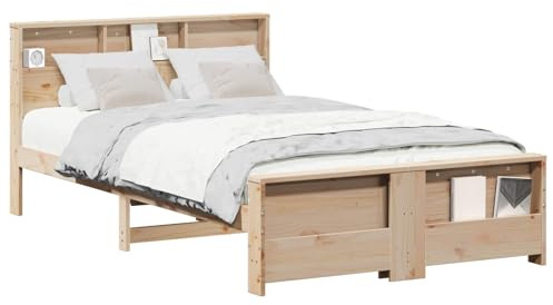 vidaXL Bed Frame with Headboard Brown 140 x 190 cm Engineered Wood, Modern Pine Wood Platform Bed Frame, Sturdy Minimalist Design, Quality Bedroom Furniture for Functional and Stylish Use