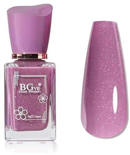 Purple Nail Polish - Purple Glitter Nail Varnish - 14ml Shimmer nail Polish Quick Dry - 60 Seconds Nail polish Air Drying - Breathable nail Polish No Chip Long Lasting - Shiny Gloss for Women Girls