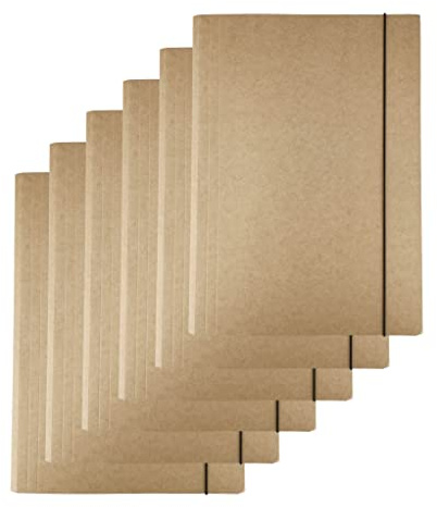 D.RECT Sammelmappe A4 mit Gummizug 6er Pack Kraft Karton 300g