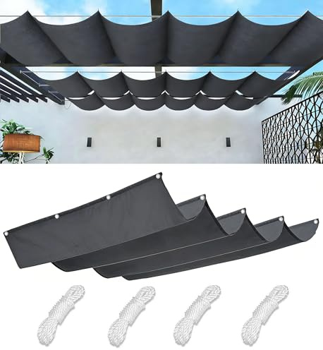 Einziehbares Sonnensegel Verstellbar Welle Markisenstoff Sonnenschutz Wasserdicht Wellenmarkise Outdoor Balkon Pergola UV-Beständig Segeltuch Markise für Terrasse Garten 0.7x3M Dunkelgrau
