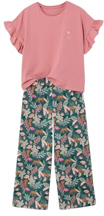 Vertbaudet Set aus T-Shirt mit Rüschen und Hose mit Blumenprint Mädchen