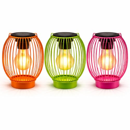 formano Solar LED Windlicht 3er Set Metall Außenleuchte Dämmerungssensor & IP44 - inkl. 3X AA Akku, 16x12x12 cm - warmweiß, für Terrasse, Balkon & geschützten Gartenbereich