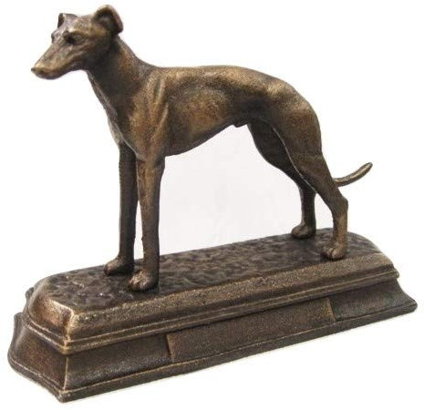 Deko Windhund Hund auf Sockel Gußeisen Höhe ca. 16,5 cm Landhaus Nostalgie