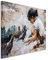 Paul Sinus Art XXL Fotoleinwand 120x80cm Ölgemälde – Mädchen mit Taube auf Leinwand exklusives Wandbild moderne Fotografie für ihre Wand in vielen Größen