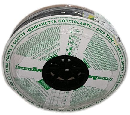 Cinta de RIEGO POR GOTEO 16mm Aliespain. Galga espesor de pared 6mil. GOTEROS CADA 20 cm. Bobina de 300 mts. Tuberia plana con caudal 4 litros por hora