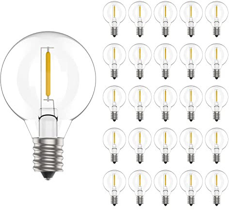 Svater G40 LED Filament 1W E12 Ampoules en plastiques,Chaud Equivalent à Ampoule Incandescente 10W, Blanc Chaud 2700K Dimmabile 360° Faisceau Lot de 25