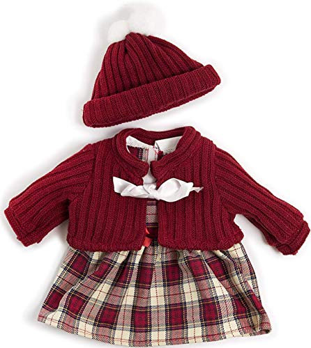 Miniland Set Puppenkleidung 40cm, Kleid, Strickjacke und Mütze