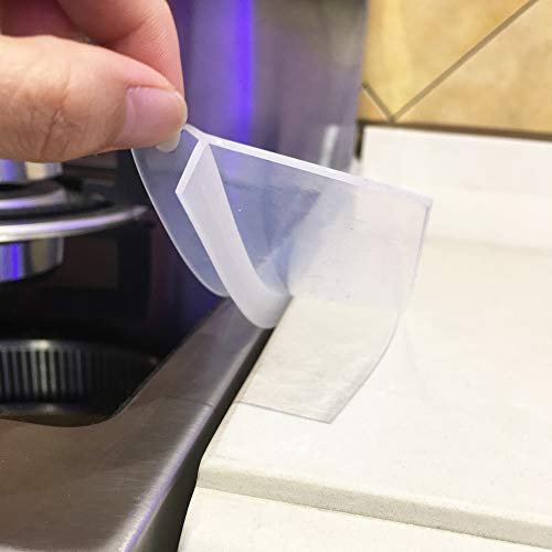 Silicone Stove Counter Gap Cover Kitchen Counter Gap Filler Transparent 25 Long Gap Filler Sealing Spills between Kitchen Appliances Washing Machine and Stovetop, Set of 2 (Clear)