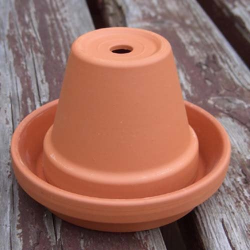 Weston Mill Pottery - Mini Terracotta Flowerpot Ashtray (8cm diameter pot) Unglazed Saucer [F8/S11]