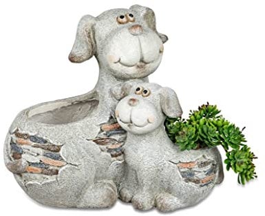 formano Hundepaar 35 cm Steinoptik Gartendekoration Pflanzgefäß Pflanztopf