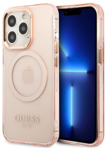 Guess GUHMP13XHTCMP Hülle für iPhone 13 Pro Max 6,7 rosa/pink Hard case Gold Outline Translucent