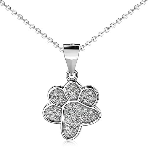 Materia Damen Kette Silber 925 mit Anhänger Pfote Zirkonia rhodniert KA-519-K142