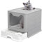 Homewell Katzentoilette mit Deckel und Schaufel, Katzenklo Schrank Schublade Design, Multifunktionaler und Komfortabel Katzen Zubehör, 51 x 40 x 37 cm (Grau, Modell 2)