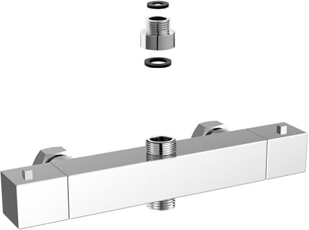 Nes Home Modern Square Chrome Exposed Thermostatic Shower Mixer Bar Valve