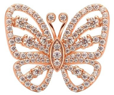 Whoiy Trauringe Rosegold 18K, Schmetterling 1.52ct Labor Diamant Eheringe Echt Gold 750 Verlobungsring für Damen Großer 54 (17.2)