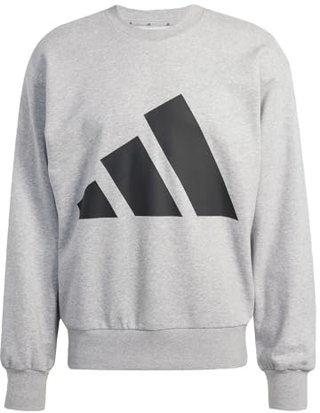 adidas Uomo Essentials Big Logo French Terry Sweatshirt, Medium Grey Heather/Black, S