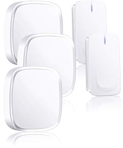 MOMCO Sonnette sans Fil Auto-alimentée, Sonnette de Porte sans Fil avec 3 récepteurs, 58 sonneries, 4 Niveaux de Volume, étanche IP44, Installation Facile