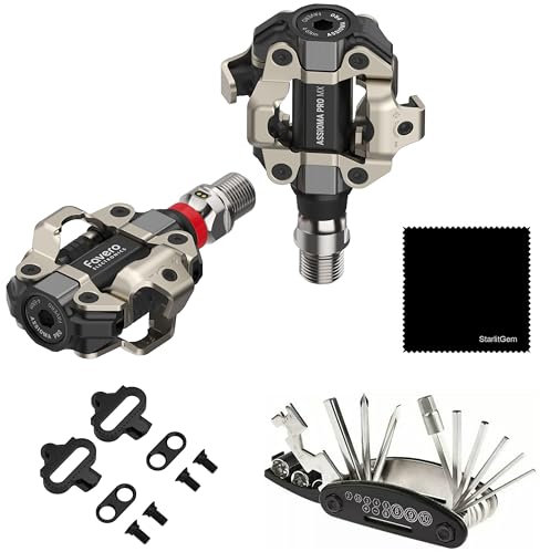 Favero Assioma Pro MX-1 Single-Sided Power Meter Pedals Bundled with Extra SPD Cleats, Cleaning Cloth and Multi Tool Kit