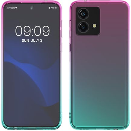 kwmobile Case kompatibel mit Motorola Moto G84 5G - Hülle Handy - Handyhülle Zwei Farben Pink Blau Transparent