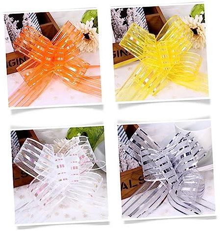 FRCOLOR 20pezzi Fiocchi Autotiranti Tulle Bianco Per Decorazioni Di Matrimonio e Feste Per Alberi Di Natale e Regali