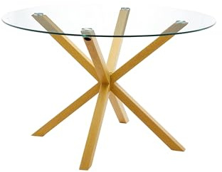 S & S Saldos y Stocks Mesa Redonda de Cristal Templado Aurora 120cm. Comedor o Cocina, Cambria