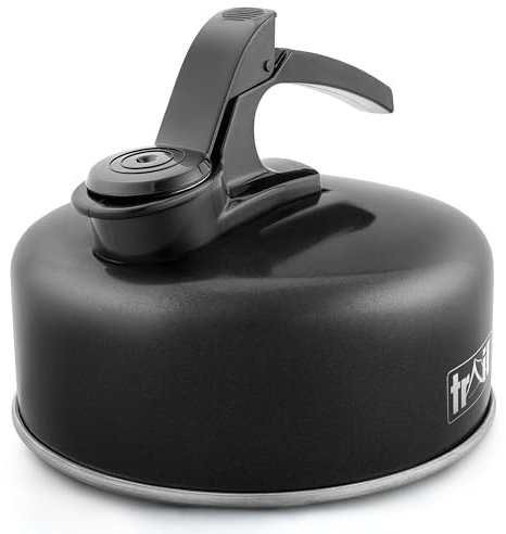 Trail 1L Whistling Kettle, Lightweight Durable Aluminium, Rust Resistant, Easy Pour Whistle Spout, Heat Resistant Handle, Fast Boil Stove Top Travel Kettle, Outdoor Hiking Backpacking, 0.2kg (Black)