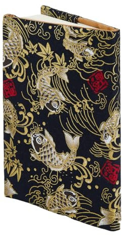 SUPERFINDINGS Funda impermeable A5, libro de bolsillo, funda para libro de tela, con estampado de flores, para libro de texto, cuaderno, disco de vinilo, funda protectora 31 x 22,5 cm, negro