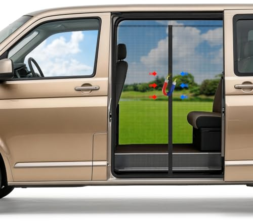 Moskitonetz Magnetisch für VW T5 T6 Schiebetür,Auto-Insektennetz & Fliegengitter mit Schattennetz, Camping-Schattennetz für Seitentür,Unverzichtbar für Campingreisen (Side)